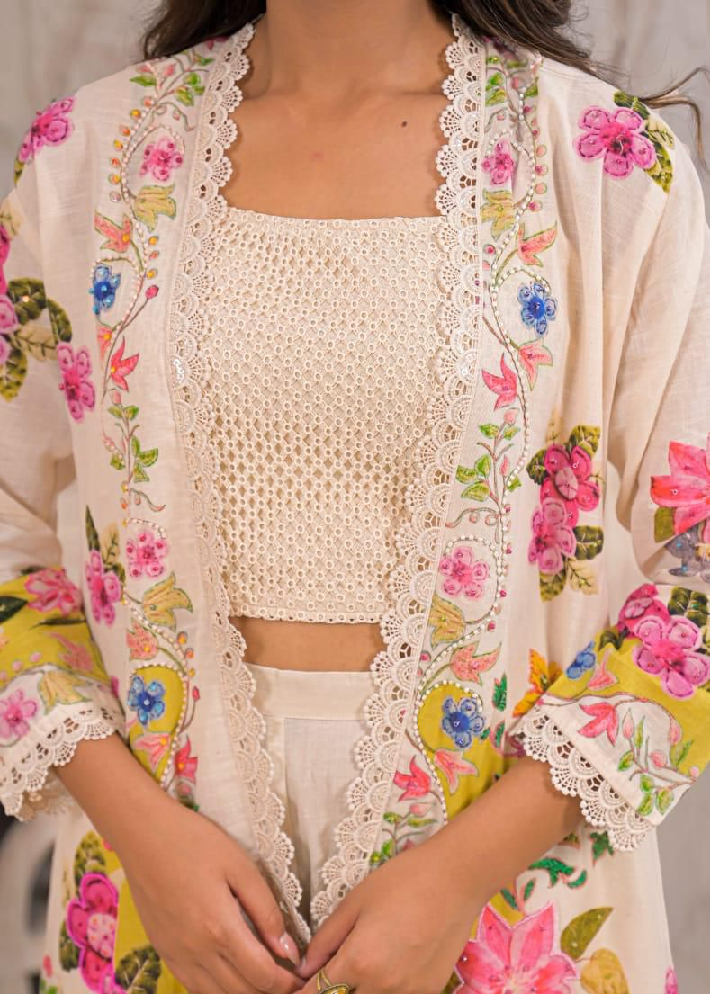 Women Rayon Stylish Co-Ord Set – Trendy Summer Travel Outfit | Lightweight 3 Piece Dress For Holiday Look & Puja | Floral Printed Co-Ord Set - Image 2