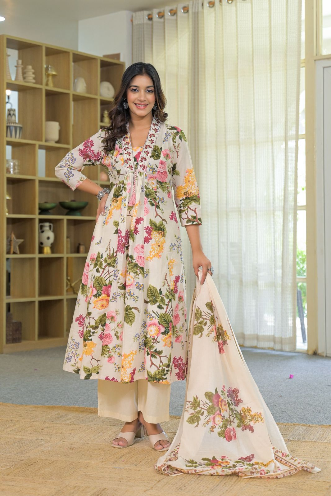 cotton cambric Suit with Printed pant,Top & Dupatta for Women | 3-Piece Set for Women | Soft & Comfortable Fabric - Kurti, Pant, Dupatta - Image 2