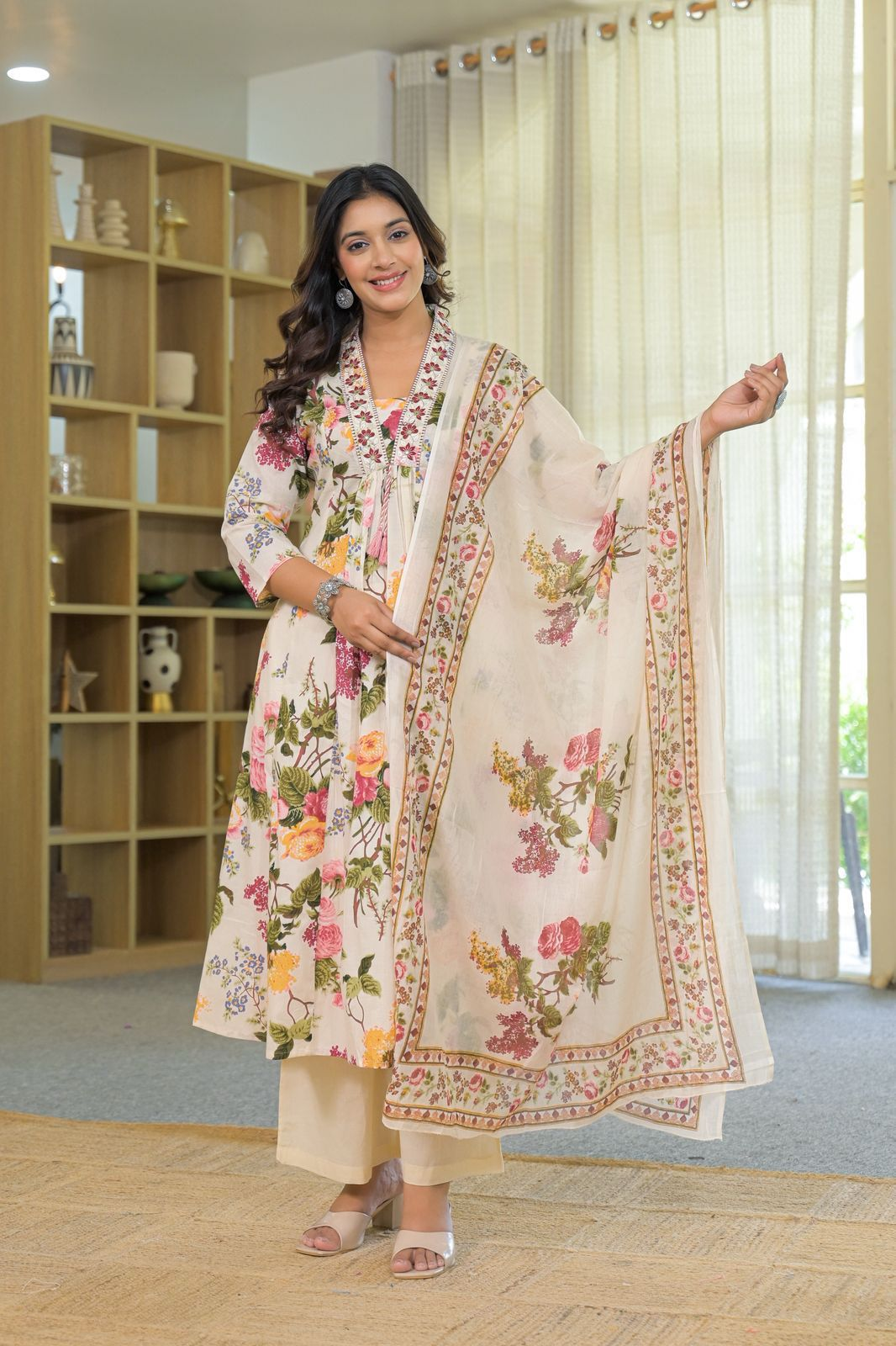 cotton cambric Suit with Printed pant,Top & Dupatta for Women | 3-Piece Set for Women | Soft & Comfortable Fabric - Kurti, Pant, Dupatta