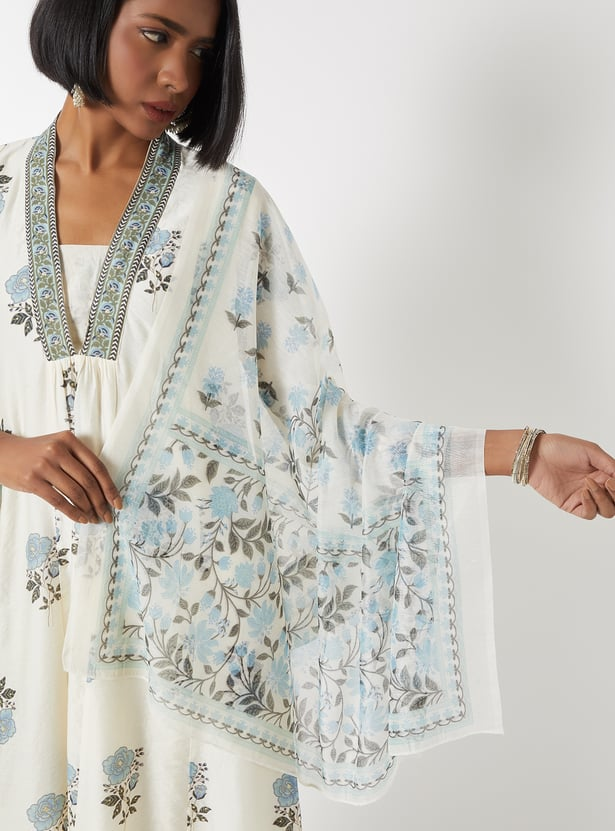 Women Floral Print A-line Kurta Set - Image 2