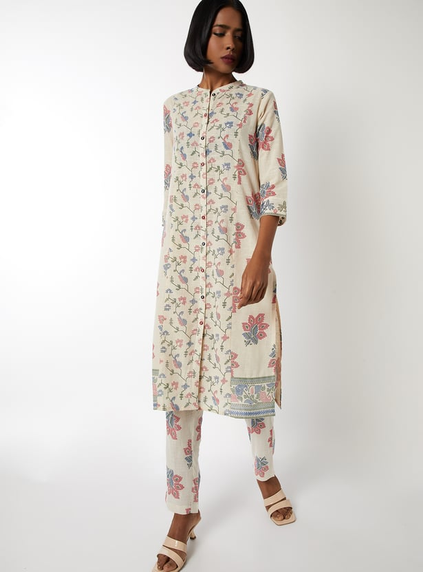 Women Floral Print Straight Kurta Set - Image 3