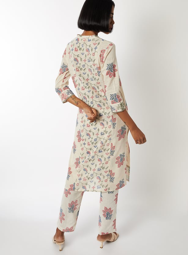 Women Floral Print Straight Kurta Set - Image 5