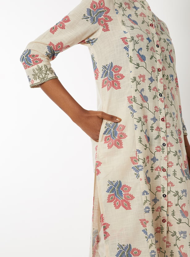 Women Floral Print Straight Kurta Set - Image 6