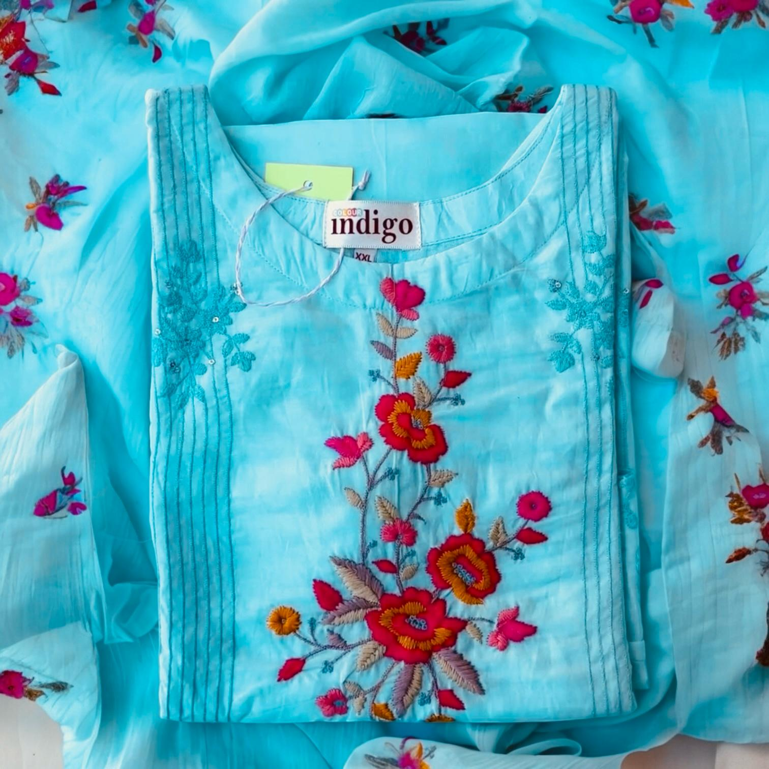 Pure Cotton Red Bouti Three-Piece Suit for Women - Image 2