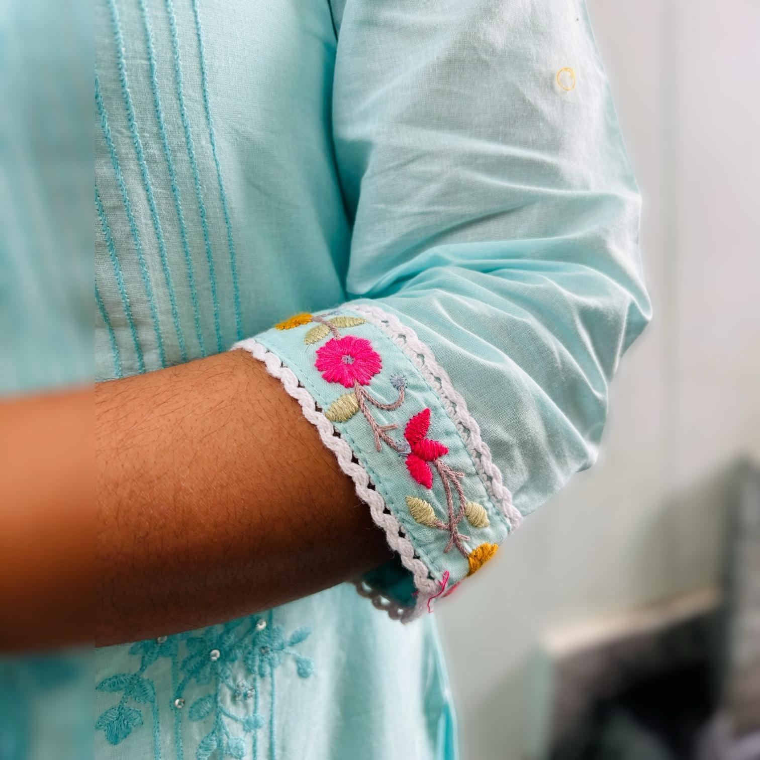 Pure Cotton Red Bouti Three-Piece Suit for Women